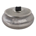 Decorative Box - Silver Metal with Stone Accent, 6 in.