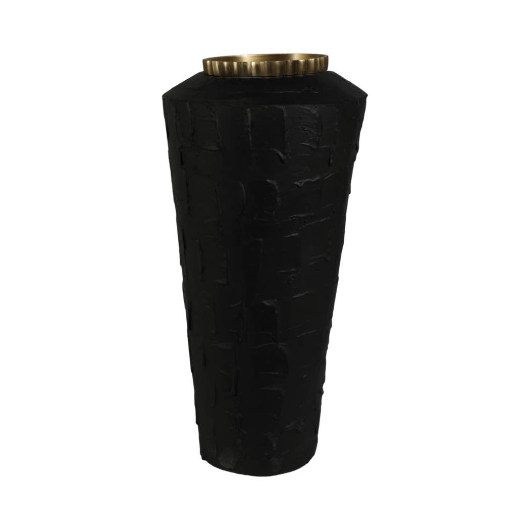 Decorative Vase - Black Ceramic Large Textured, 27 in.