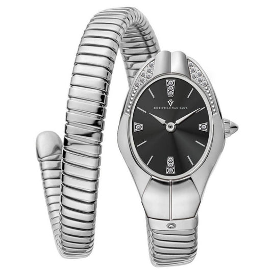Christian Van Sant Naga Women's Quartz Watch, Black Dial
