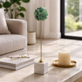 Sculpture - Green Metal Marble Orb with Base, 18 in.