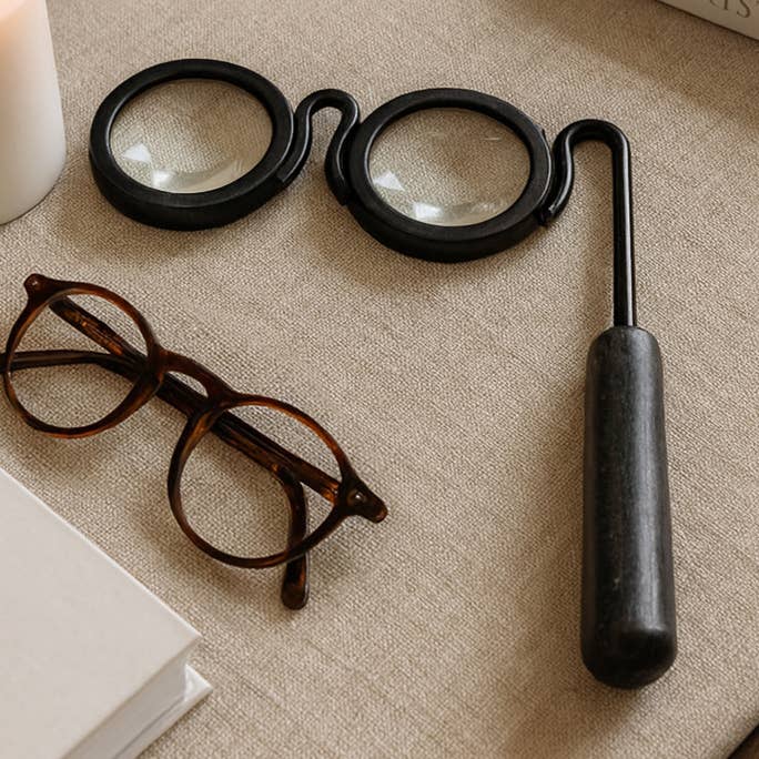 Sculpture - Black Marble Handle Magnifying Glasses, 7 in.