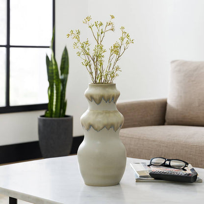 Decorative Vase - Gray Ceramic Minimalist Design, 19 in.