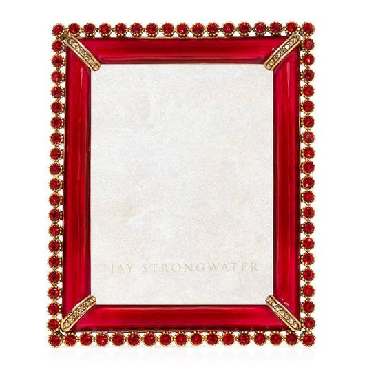 Jay Strongwater Emilia Stone Edge Rose 3" x 4" Crystal Enamel Picture Frame, Ruby