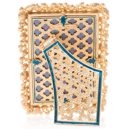 Jay Strongwater Emery Bejeweled 4" x 6" Crystal Enamel Picture Frame, Peacock