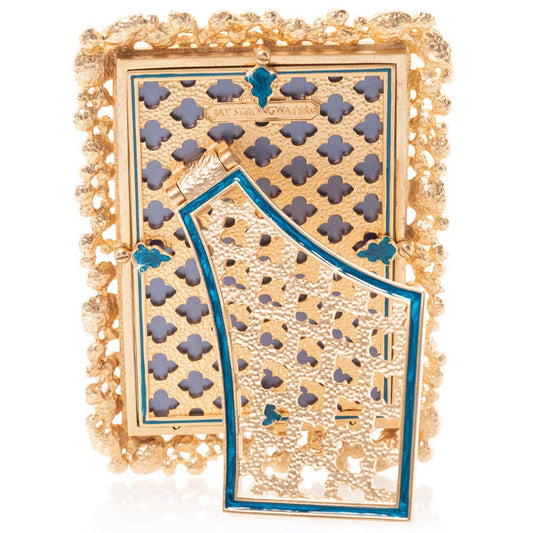 Jay Strongwater Emery Bejeweled 4" x 6" Crystal Enamel Picture Frame, Peacock