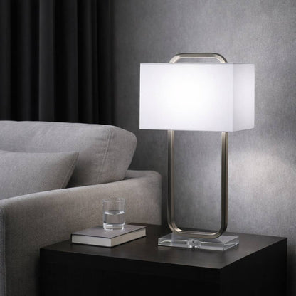 Table Lamp - Bronze Metal Loop with Glass Base, 25 in.