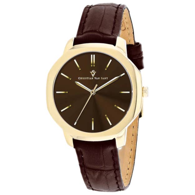 Christian Van Sant Octave Women's Quartz Watch, Brown Dial