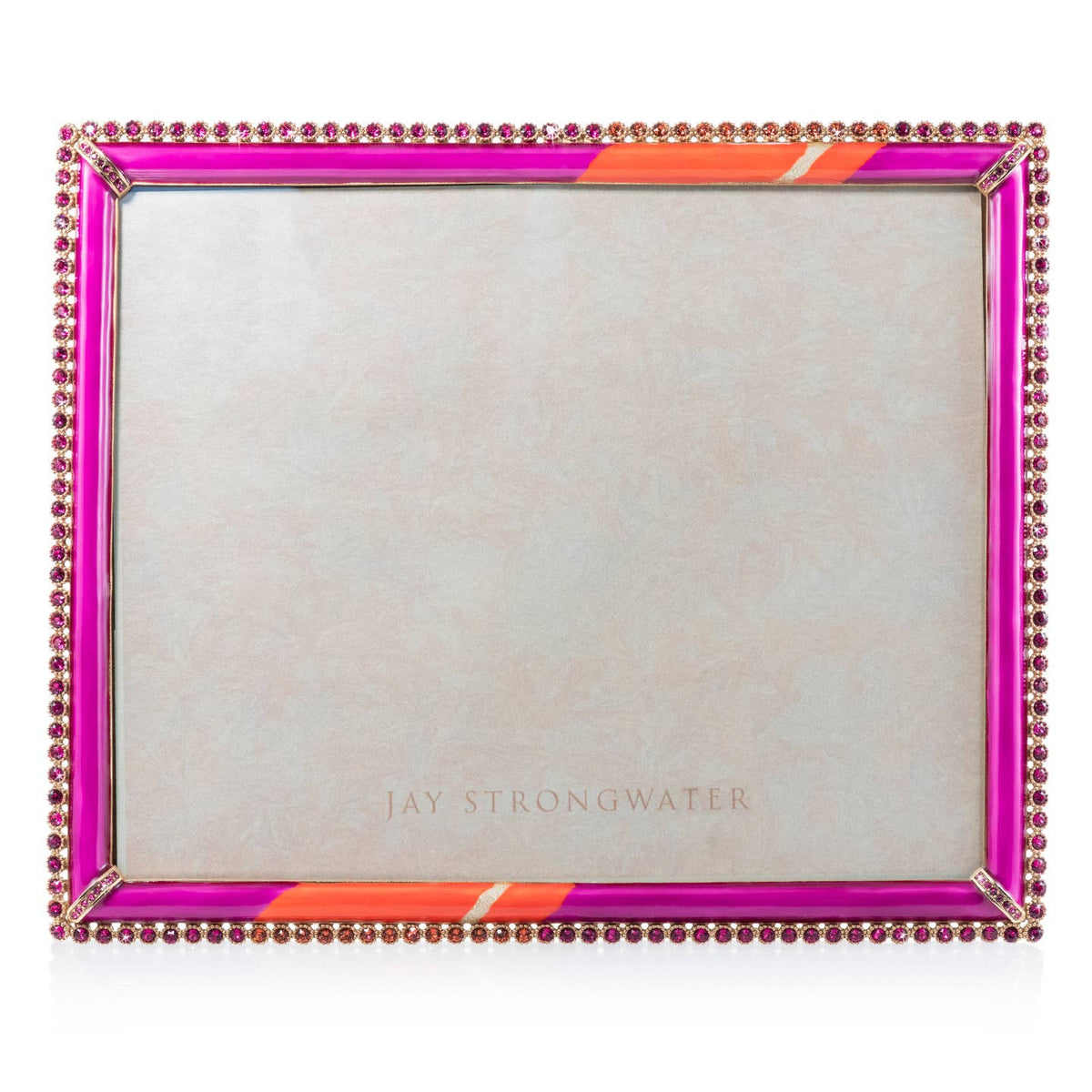 Jay Strongwater Laetitia Stone Edge 8" x 10" Swarovski Crystal Enamel Picture Frame, Pop