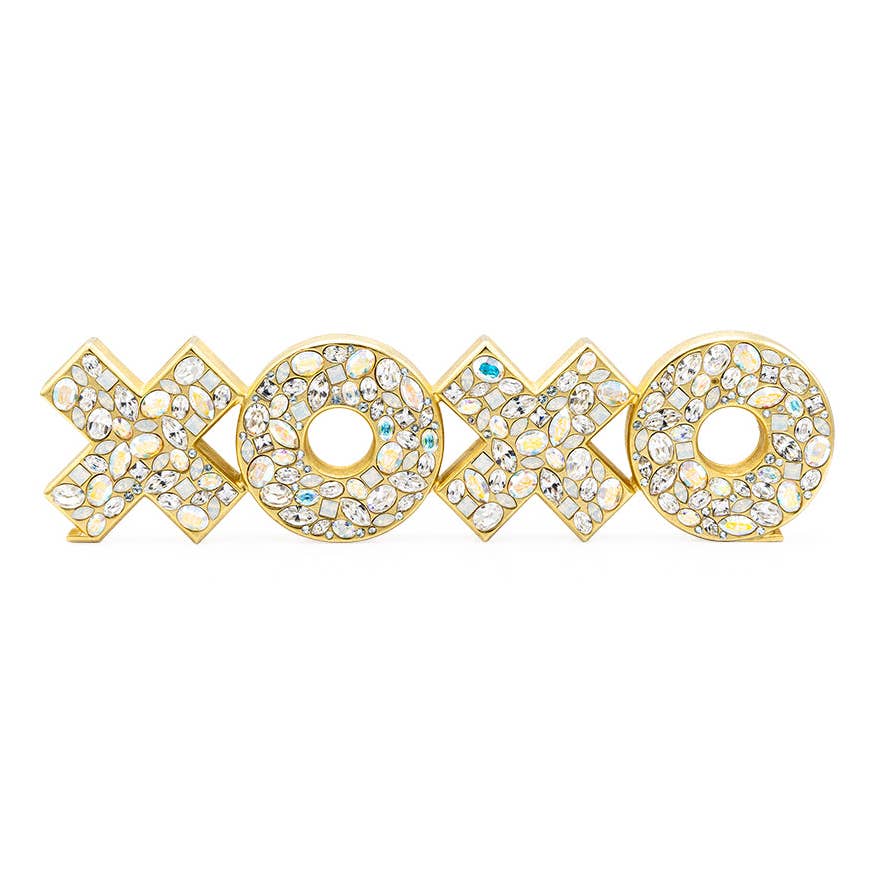 Jay Strongwater Avery Xoxo Swarovski Crystal Enamel Gold-Finished Tabletop Object, Opal