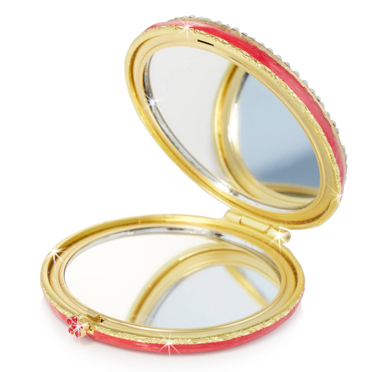 Jay Strongwater Sgt. Pepper'S Compact Mirror, Heart Crystal Gold-Finished