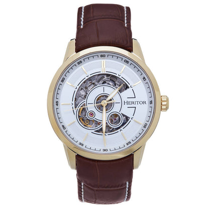 Heritor Davies Men's Automatic Semi-Skeleton Leather Watch, Style HERHS2504