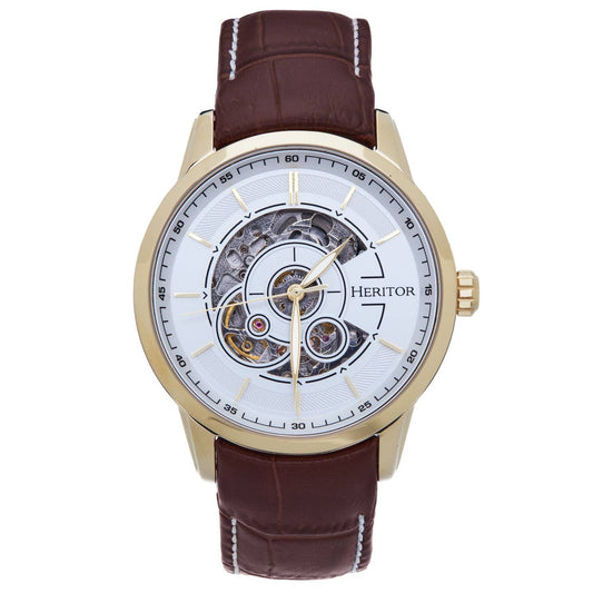 Heritor Davies Men's Automatic Semi-Skeleton Leather Watch, Style HERHS2504