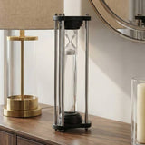 Decorative Sculpture - Black Metal Glass Hourglass, 13 in.