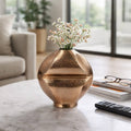 Decorative Vase - Champagne Metal Slit Design, 9 in.