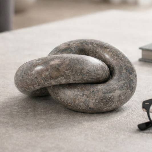 Decorative Object - Gray Marble Interlocking Knot, 4 in.