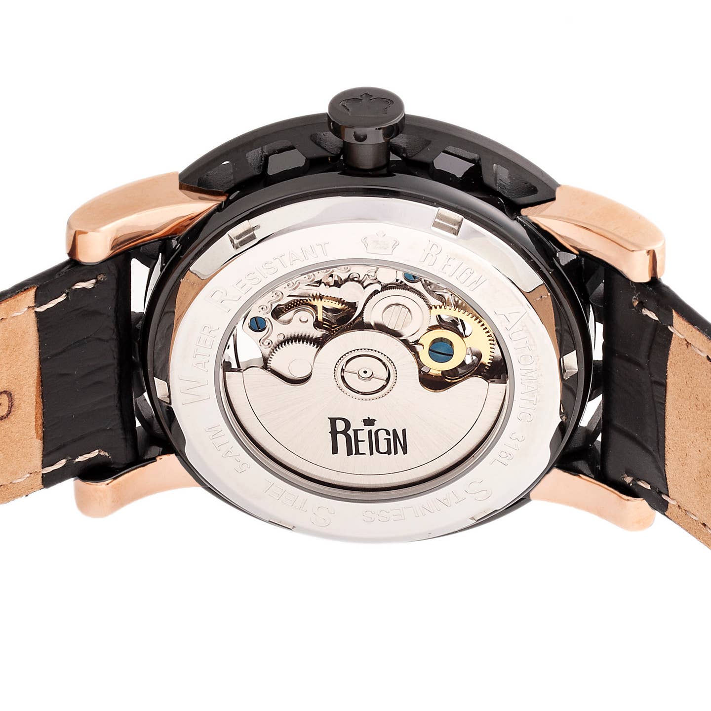 Reign Stavros Men's Automatic Skeleton Leather Watch