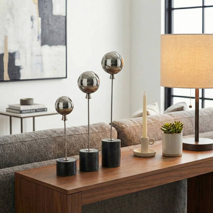 Figurine Set of 3 - Silver Metal Balloons, 11/15/18 in.