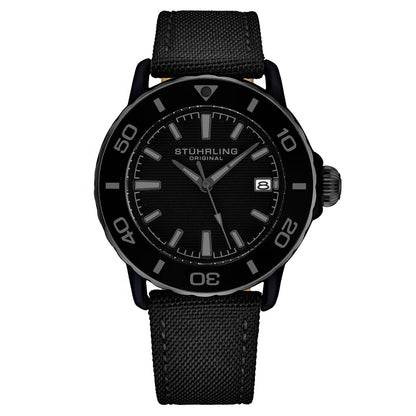 Stuhrling Original Explorer 4041 Men's Quartz Diver Watch, 40mm, Black Case