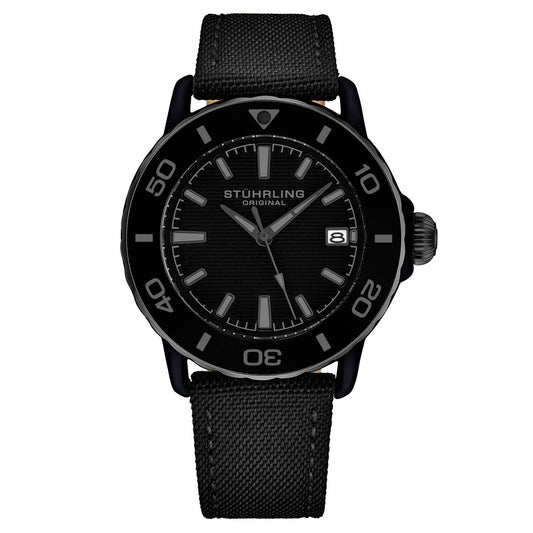 Stuhrling Original Explorer 4041 Men's Quartz Diver Watch, 40mm, Black Case