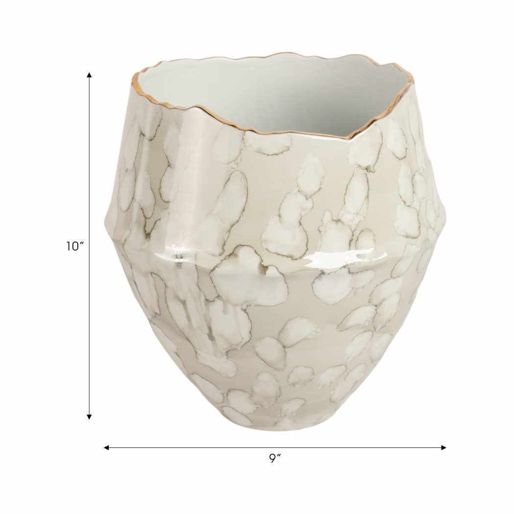 Decorative Vase - Ivory Porcelain Modern Small, 10 in.