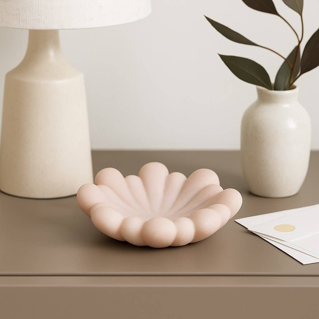 Decorative Bowl - Pink Resin Elegant Flower Shape, 7 in.
