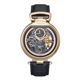 Authentic Heritor Lincoln Men's Automatic Semi-Skeleton Leather Watch, Gold/Black