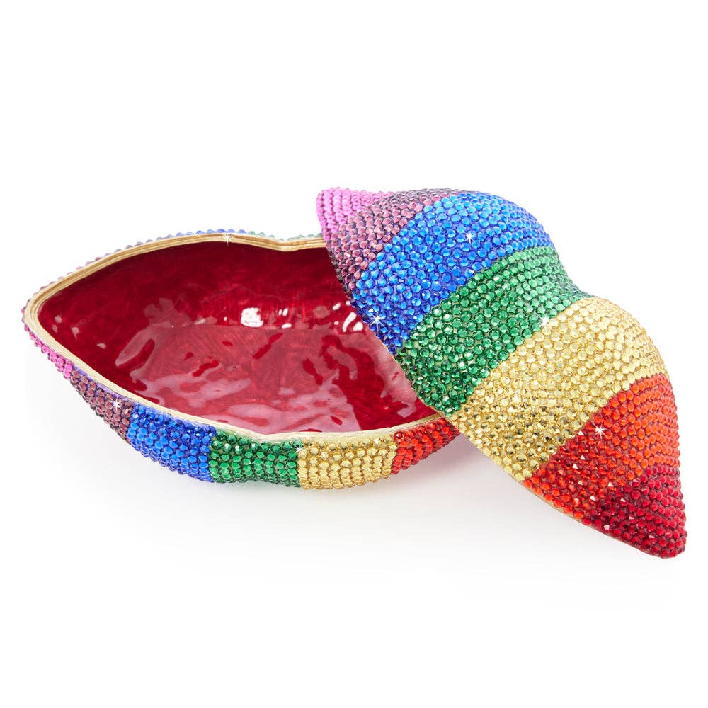 Jay Strongwater Amy Rainbow Lips Decorative Box