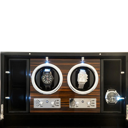 Bey-Berk CEO Watch Winder & Storage Case – Ebony Burlwood