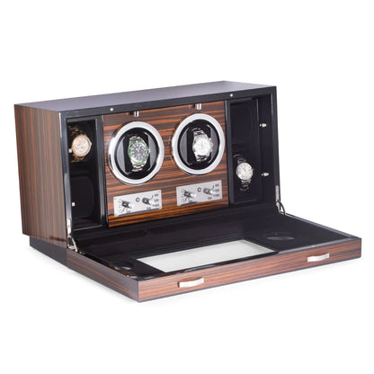 Bey-Berk CEO Watch Winder & Storage Case – Ebony Burlwood
