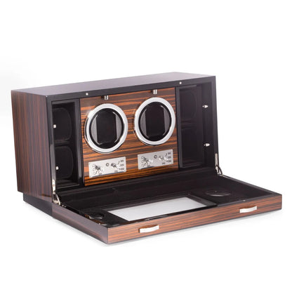 Bey-Berk CEO Watch Winder & Storage Case – Ebony Burlwood