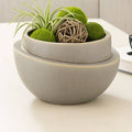 Decorative Bowl - Gray Ceramic Modern Round Layered, 9 in.