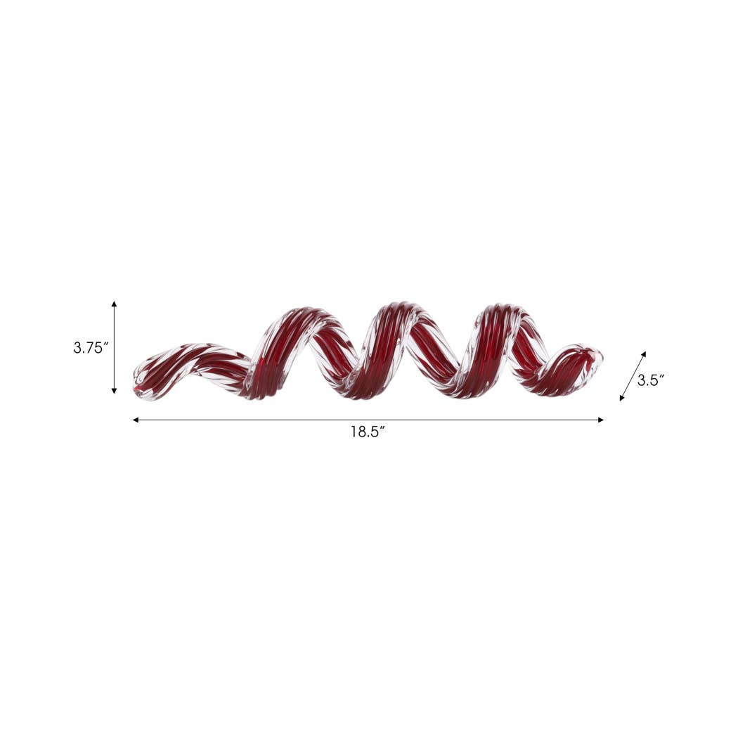Decorative Sculpture - Red Glass Spiral Ribbon, 19 in.