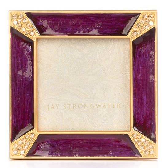 Jay Strongwater Leland Pavé Corner 2" Swarovski Crystal Enamel Picture Frame, Bouquet