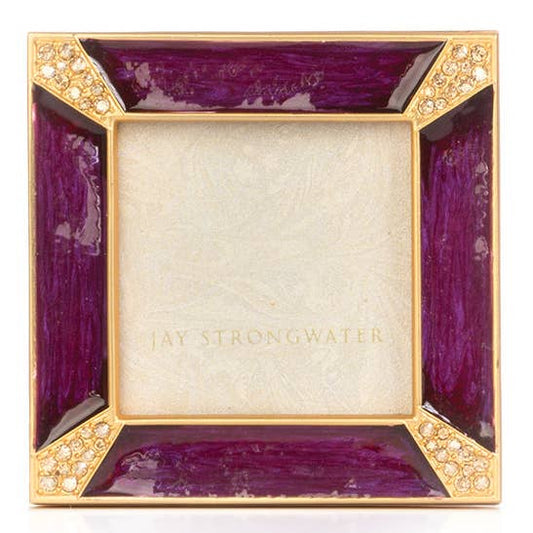Jay Strongwater Leland Pavé Corner 2" Swarovski Crystal Enamel Picture Frame, Bouquet
