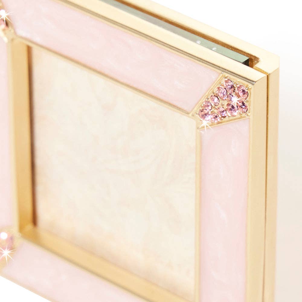 Jay Strongwater Leland Pavé Corner 2" Crystal Enamel Picture Frame, Baby Pink