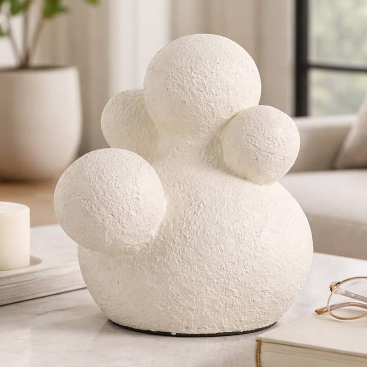 Decorative Object - Ivory Ceramic Minimalist Sphere, 10 in.