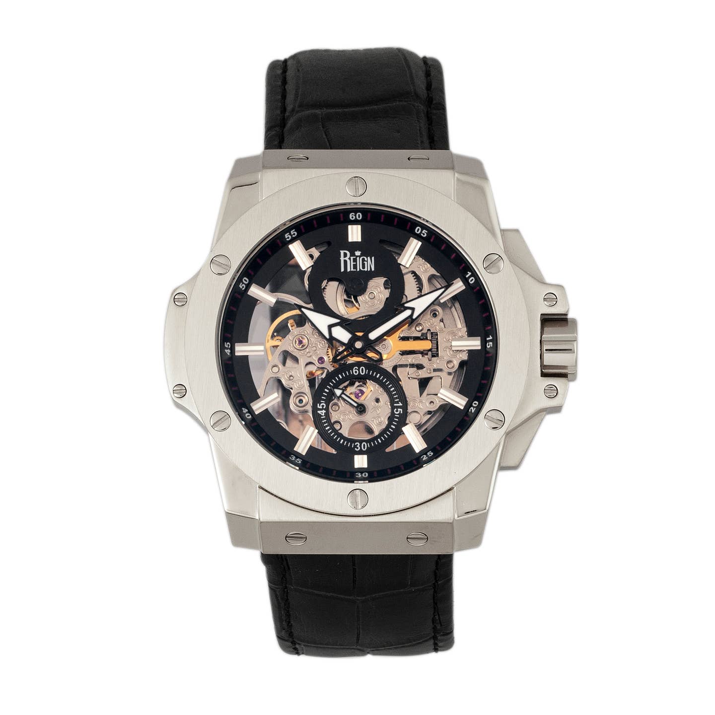 Reign Commodus Men's Automatic Skeleton Leather Watch