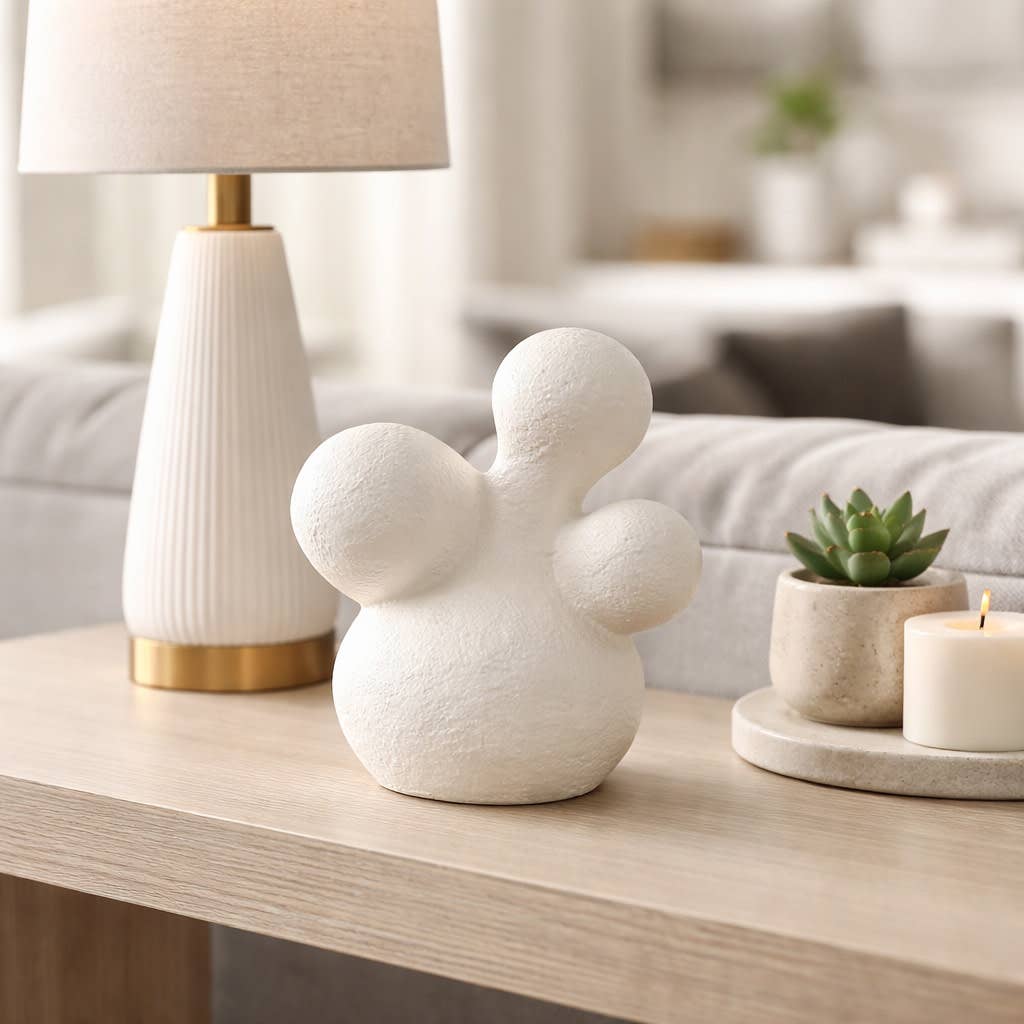 Decorative Object - Ivory Ceramic Minimalist Sphere, 9 in.