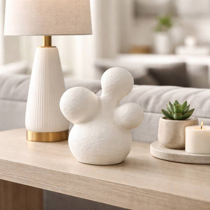 Decorative Object - Ivory Ceramic Minimalist Sphere, 9 in.