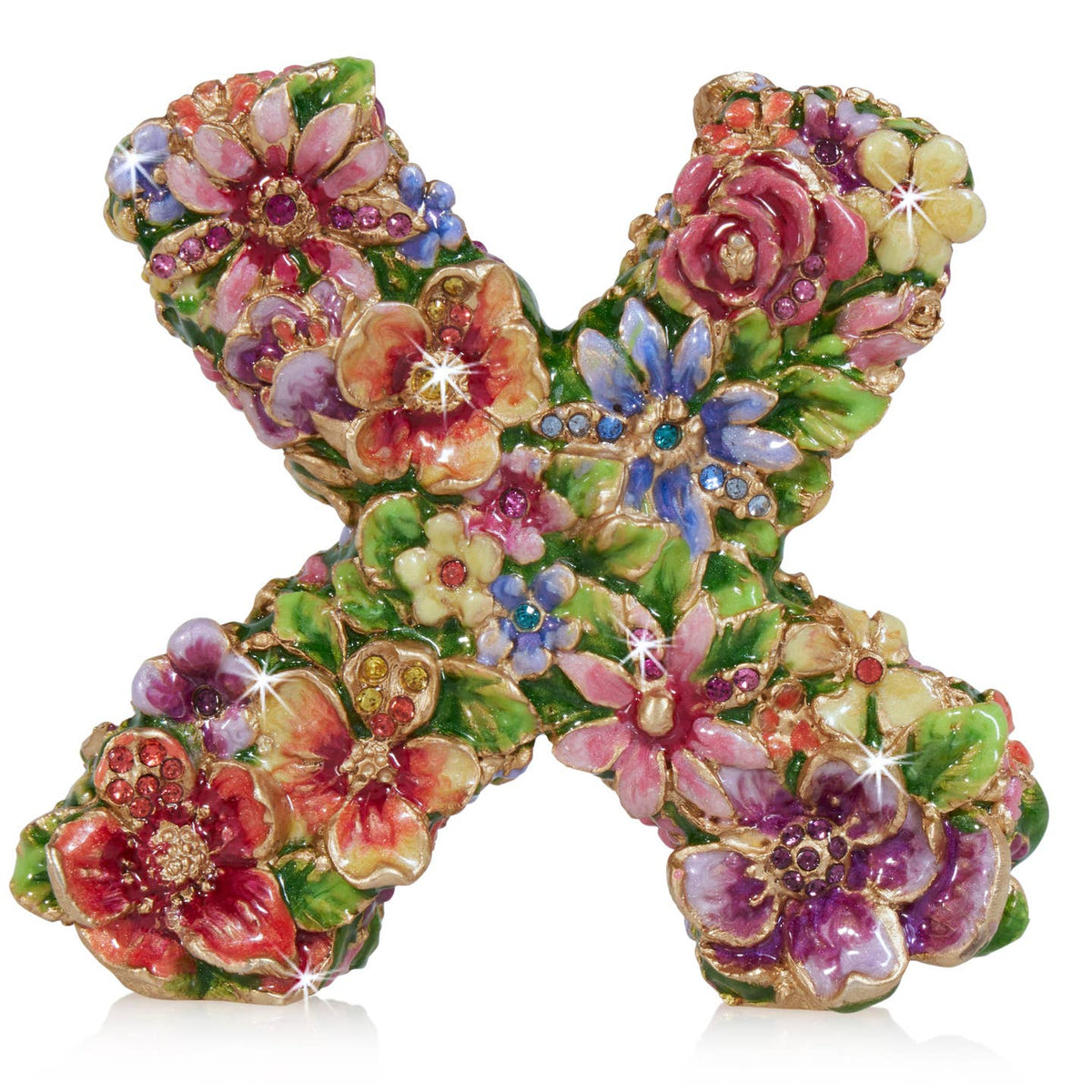Jay Strongwater Daisy Floral Kisses Flower Crystal Enamel Gold-Finished Tabletop Object