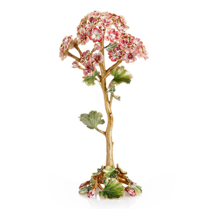 Jay Strongwater Thea Geranium Flower Bejeweled Swarovski Crystal Enamel Gold-Finished Tabletop Object