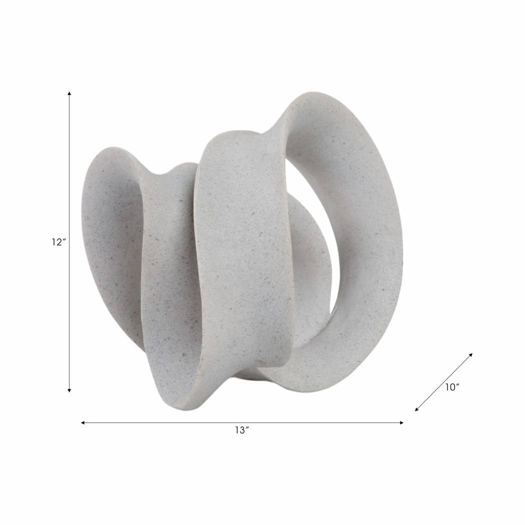 Decorative Sculpture - Gray Resin Curved Loop Design, 12 in.