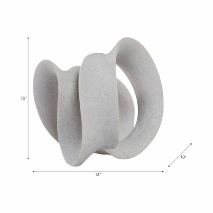 Decorative Sculpture - Gray Resin Curved Loop Design, 12 in.