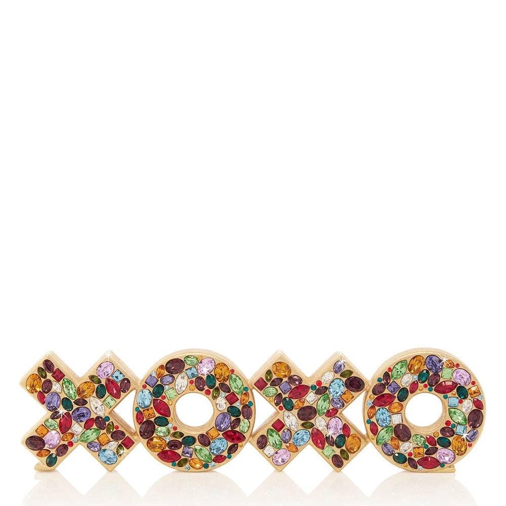 Jay Strongwater Avery Xoxo Swarovski Crystal Enamel Gold-Finished Tabletop Object