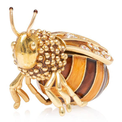 Jay Strongwater Winnie Honey Bee Decorative Box, Pink Swarovski Crystal Enamel Gold-Finished