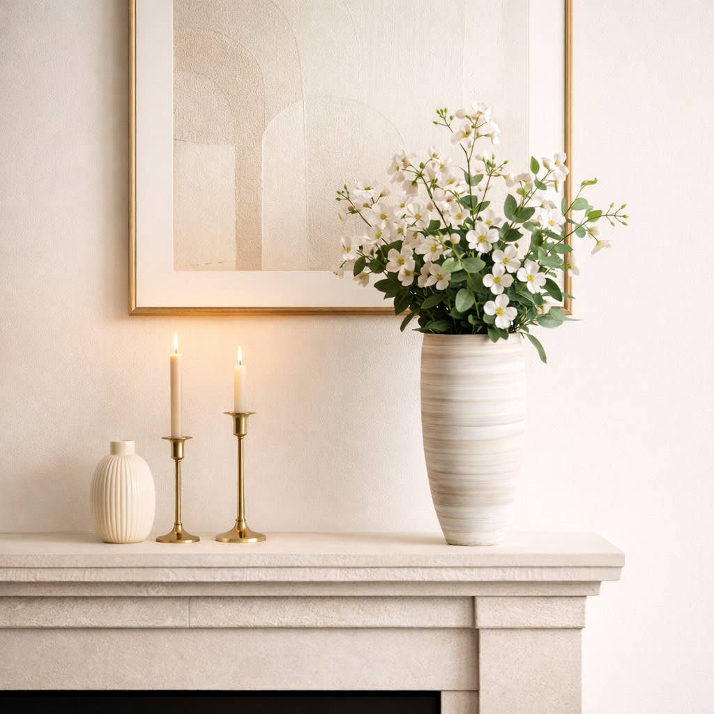 Decorative Vase - Ivory Porcelain 3D Printed, 18 in.