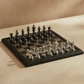 English Opening Metallic Chess Set – Black & Silver Luxury Chess Board
