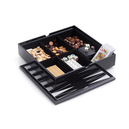 Evan 6-in-1 Multi Game Set – Chess, Backgammon, Dominoes, Cribbage, Cards & Poker Dice