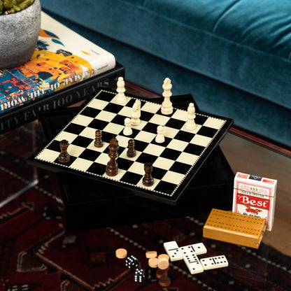 Evan 6-in-1 Multi Game Set – Chess, Backgammon, Dominoes, Cribbage, Cards & Poker Dice