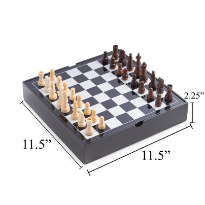 Evan 6-in-1 Multi Game Set – Chess, Backgammon, Dominoes, Cribbage, Cards & Poker Dice